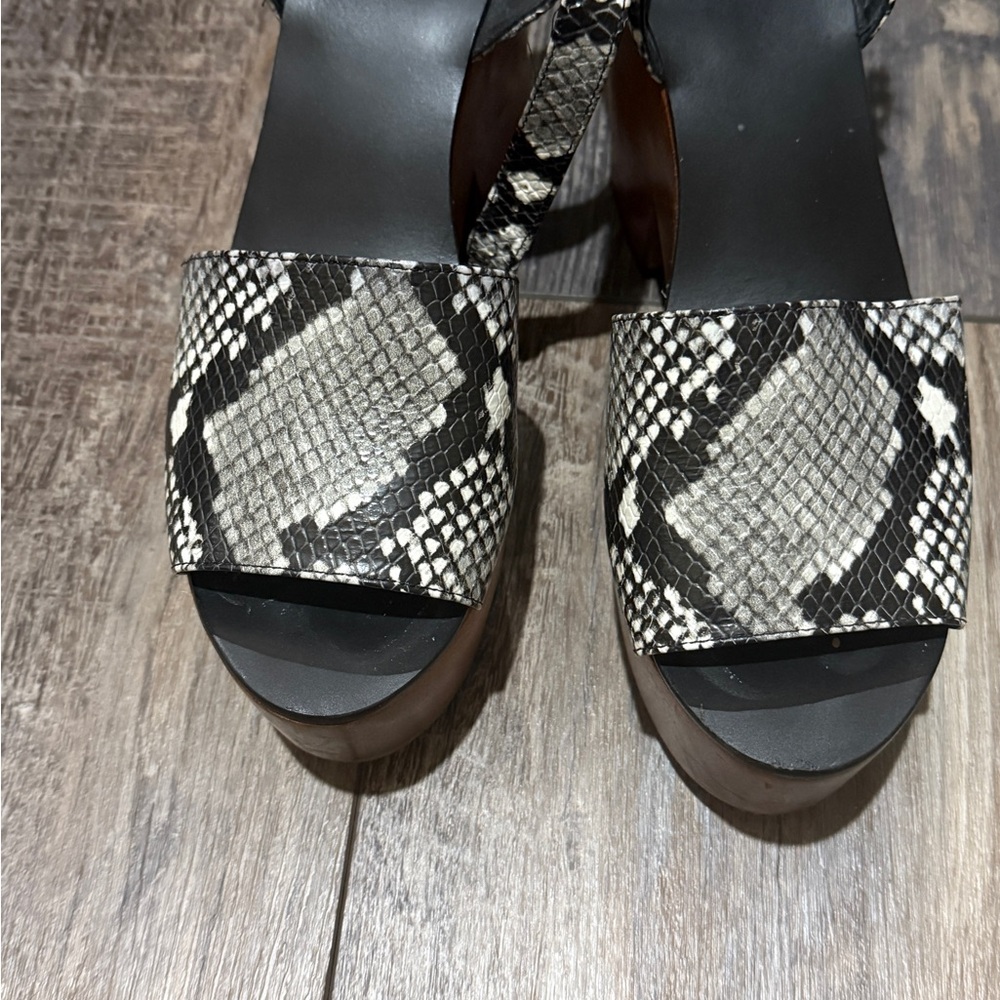 Tory Burch Snakeskin Wooden Platform Sandal